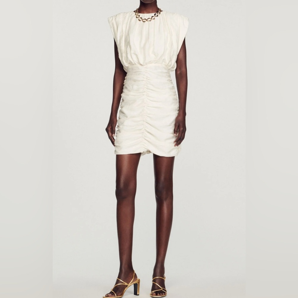 Sandro Diamant ruched mini dress NWT size 38